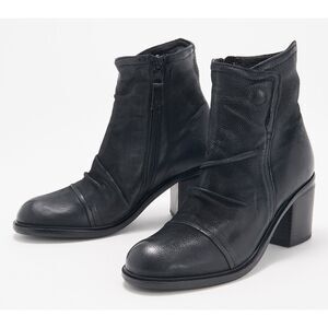New Miz Mooz Womens Jordy Leather Heeled Boots Black Size EU 36 US 5.5-6